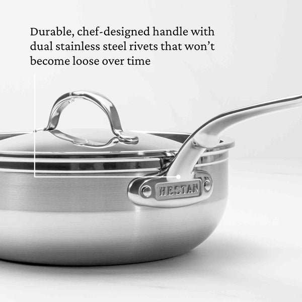 Hestan ProBond® Forged 3.5-Quart Professional Clad Stainless Steel Essential Pan with Lid (31646) - iFoodservice Online