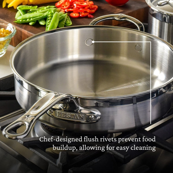 Hestan ProBond® Forged 3.5-Quart Professional Clad Stainless Steel Sauté Pan with Lid (31568) - iFoodservice Online
