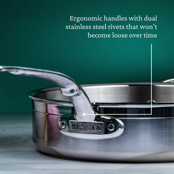 Hestan ProBond® Forged 3.5-Quart Professional Clad Stainless Steel Sauté Pan with Lid (31568) - iFoodservice Online