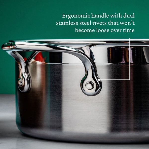 Hestan ProBond® Forged 4-Quart Professional Clad Stainless Steel Saucepan with Lid (31566) - iFoodservice Online