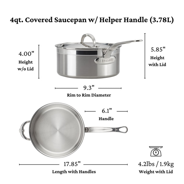 Hestan ProBond® Forged 4-Quart Professional Clad Stainless Steel Saucepan with Lid (31566) - iFoodservice Online