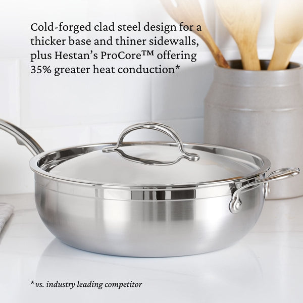 Hestan ProBond® Forged 5-Quart Professional Clad Stainless Steel Essential Pan with Lid (31571) - iFoodservice Online