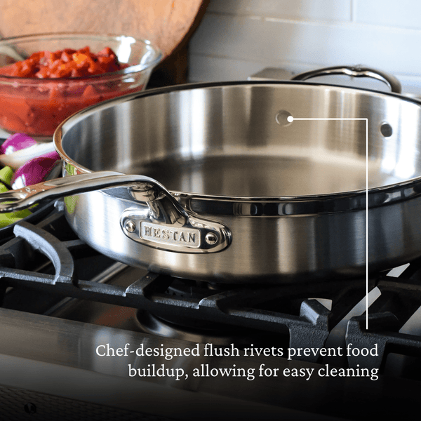 Hestan ProBond® Forged 5-Quart Professional Clad Stainless Steel Sauté Pan with Lid (31570) - iFoodservice Online
