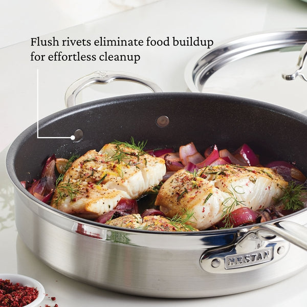 Hestan ProBond® Forged 5-Quart Professional Clad Stainless Steel Sauté Pan with TITUM Nonstick (31687) - iFoodservice Online