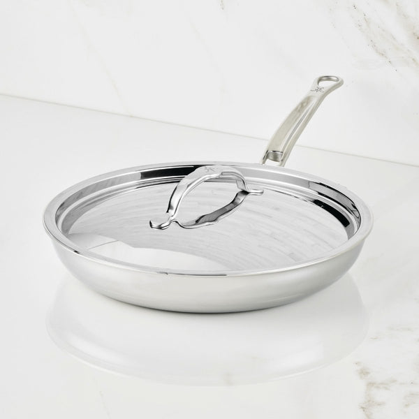 Hestan ProBond® Luxe 11" Polished Professional Clad Stainless Steel Skillet with Lid (31798) - iFoodservice Online