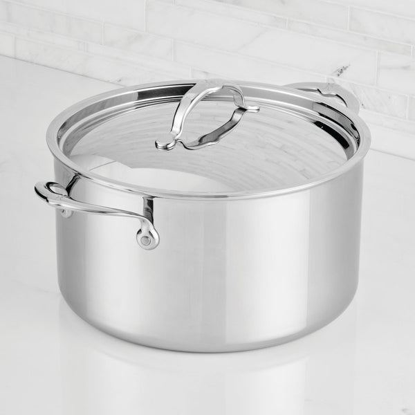 Hestan ProBond® Luxe 12-Quart Polished Professional Clad Stainless Steel Stock Pot with Lid (31795) - iFoodservice Online