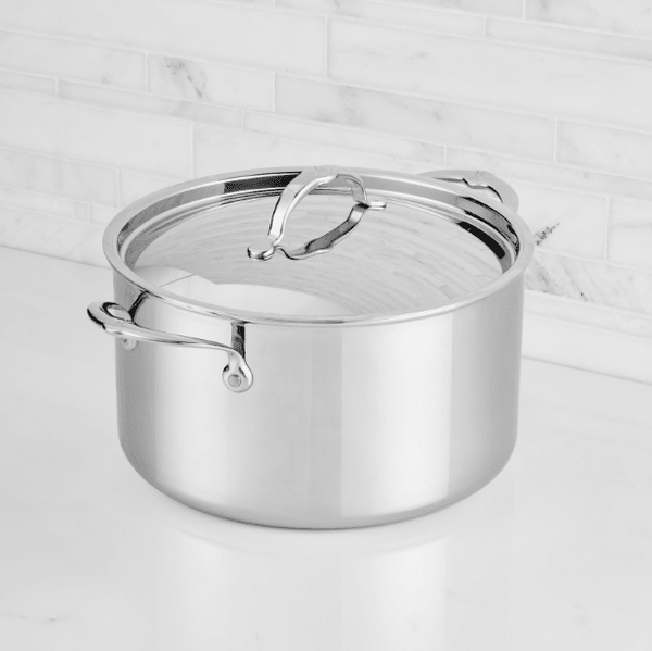 Hestan ProBond® Luxe 12-Quart Polished Professional Clad Stainless Steel Stock Pot with Lid (31795) - iFoodservice Online