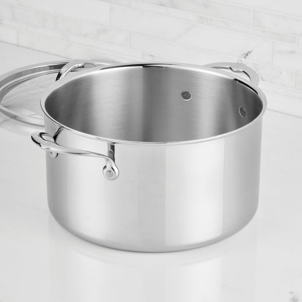 Hestan ProBond® Luxe 12-Quart Polished Professional Clad Stainless Steel Stock Pot with Lid (31795) - iFoodservice Online