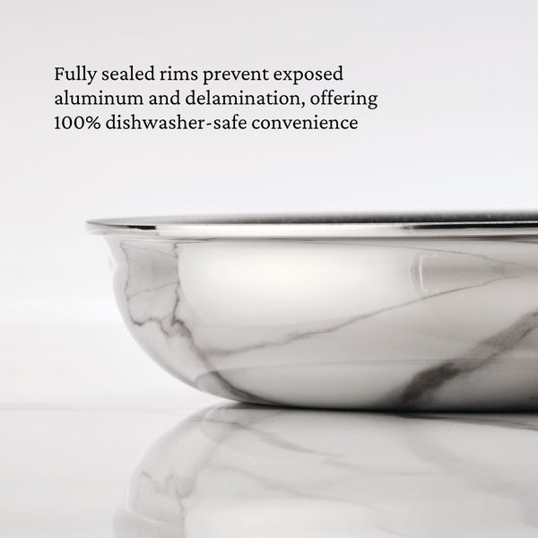 Hestan ProBond® Luxe 12.5" Polished Professional Clad Stainless Steel Skillet with Lid (31799) - iFoodservice Online