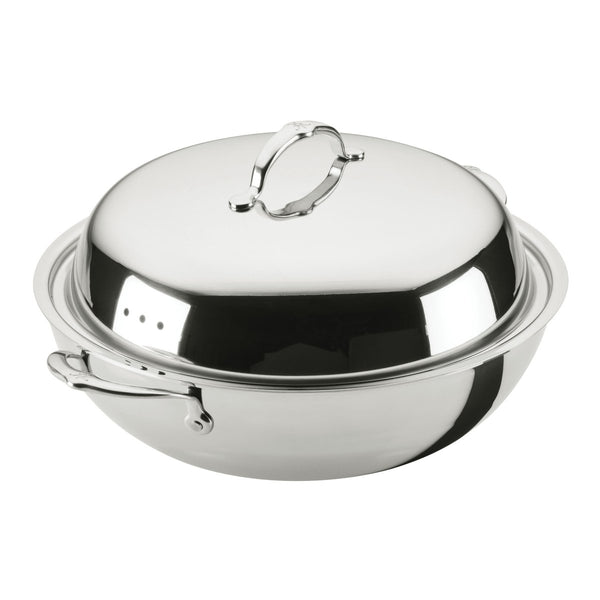 Hestan ProBond® Luxe 14" Professional Clad Stainless Steel Wok with Dome Lid (31783) - iFoodservice Online