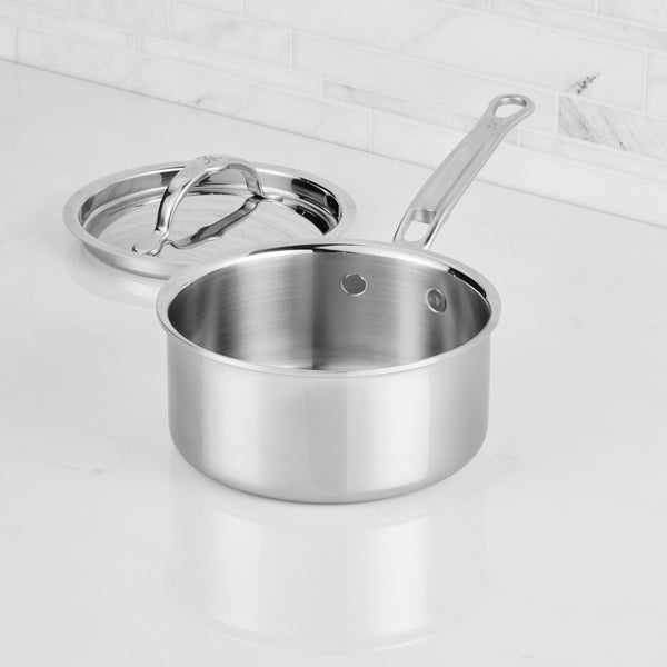 Hestan ProBond® Luxe 1.5-Quart Professional Clad Stainless Steel Saucepan with Lid (31769) - iFoodservice Online