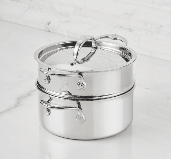 Hestan ProBond® Luxe 3-Quart Polished Professional Clad Stainless Steel Soup Pot and Steamer Insert Set (31765) - iFoodservice Online