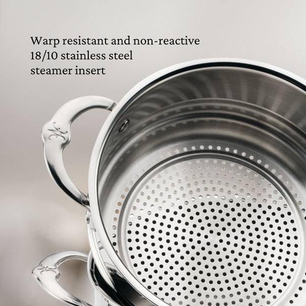 Hestan ProBond® Luxe 3-Quart Polished Professional Clad Stainless Steel Soup Pot and Steamer Insert Set (31765) - iFoodservice Online