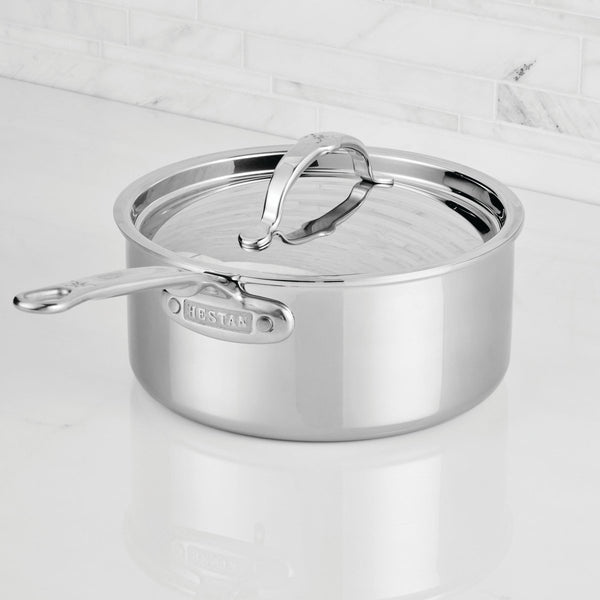 Hestan ProBond® Luxe 3-Quart Professional Clad Stainless Steel Saucepan with Lid (31782) - iFoodservice Online