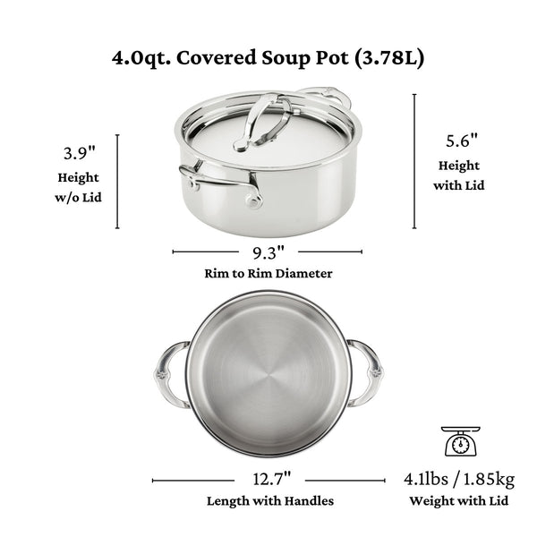 Hestan ProBond® Luxe 4-Quart Polished Professional Clad Stainless Steel Soup Pot with Lid (31793) - iFoodservice Online