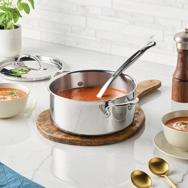 Hestan ProBond® Luxe 4-Quart Polished Professional Clad Stainless Steel Soup Pot with Lid (31793) - iFoodservice Online