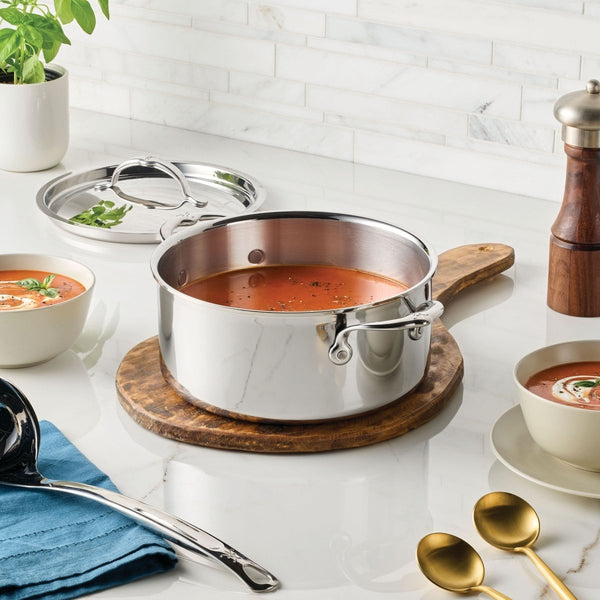 Hestan ProBond® Luxe 4-Quart Polished Professional Clad Stainless Steel Soup Pot with Lid (31793) - iFoodservice Online