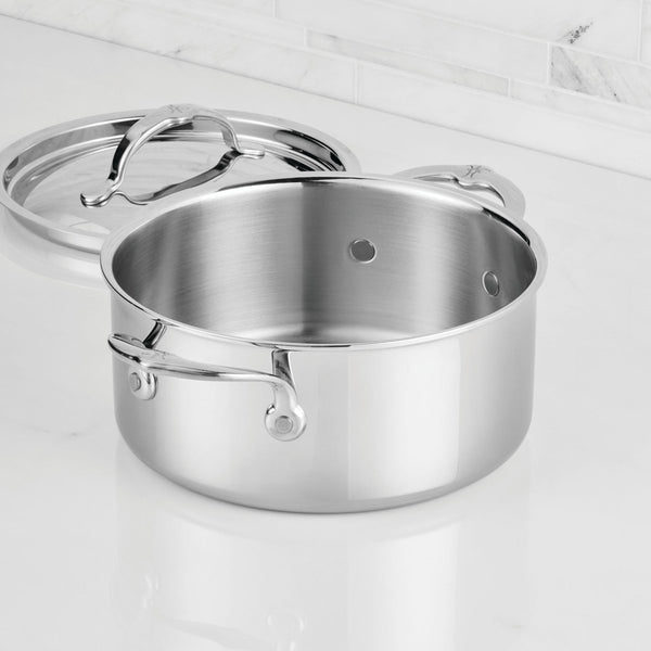 Hestan ProBond® Luxe 4-Quart Polished Professional Clad Stainless Steel Soup Pot with Lid (31793) - iFoodservice Online