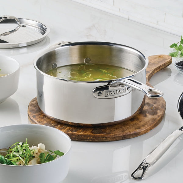 Hestan ProBond® Luxe 4-Quart Professional Clad Stainless Steel Saucepan with Lid (31772) - iFoodservice Online