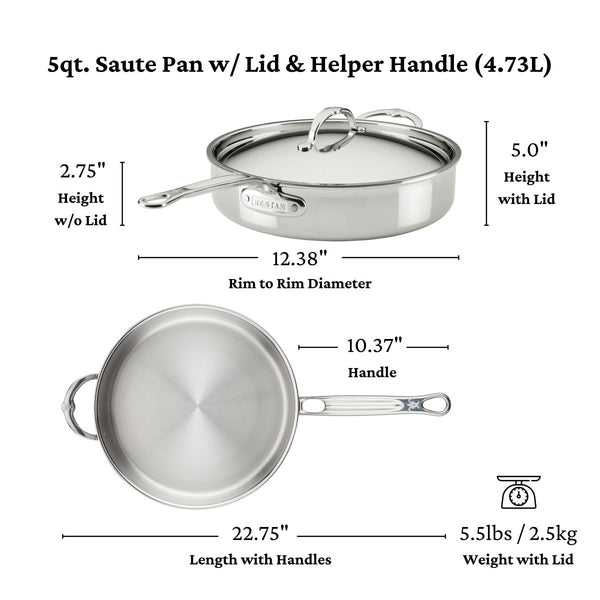 Hestan ProBond® Luxe 5-Quart Professional Clad Stainless Steel Sauté Pan with Lid (31776) - iFoodservice Online