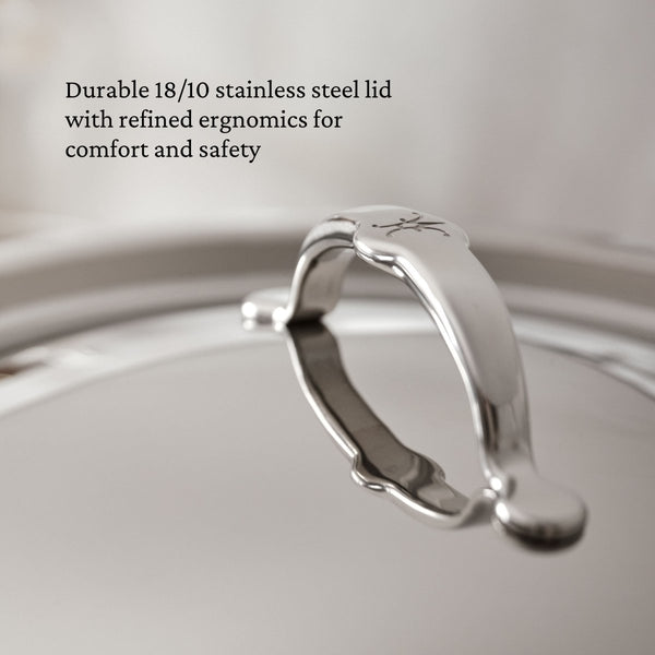Hestan ProBond® Luxe 6-Quart Polished Professional Clad Stainless Steel Rondeau with Lid (31796) - iFoodservice Online