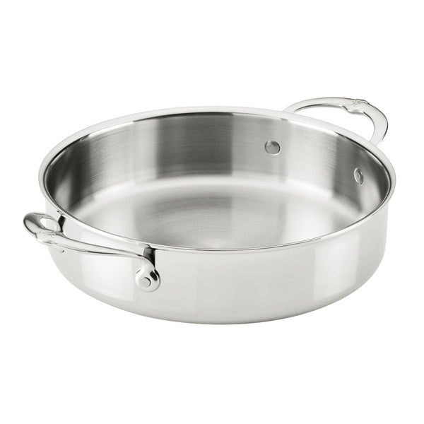 Hestan ProBond® Luxe 6-Quart Polished Professional Clad Stainless Steel Rondeau with Lid (31796) - iFoodservice Online