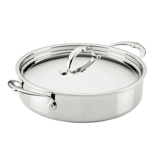 Hestan ProBond® Luxe 6-Quart Polished Professional Clad Stainless Steel Rondeau with Lid (31796) - iFoodservice Online