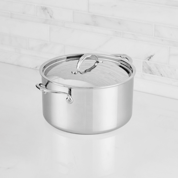 Hestan ProBond® Luxe 6-Quart Polished Professional Clad Stainless Steel Stock Pot with Lid (31794) - iFoodservice Online