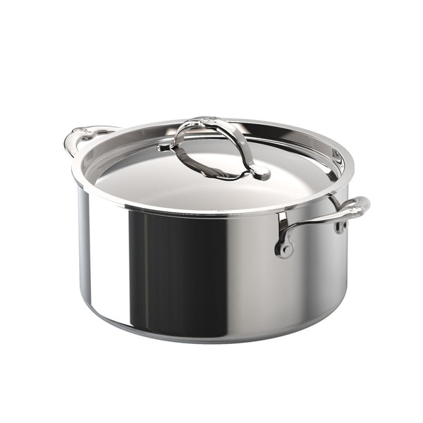 Hestan ProBond® Luxe 6-Quart Polished Professional Clad Stainless Steel Stock Pot with Lid (31794) - iFoodservice Online