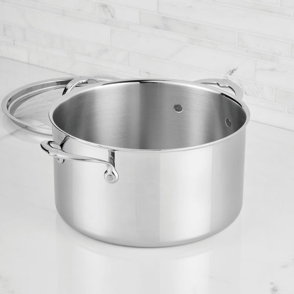 Hestan ProBond® Luxe 8-Quart Professional Clad Stainless Steel Stockpot with Lid (31773) - iFoodservice Online