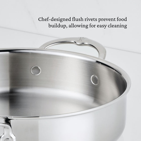 Hestan ProBond® Luxe 9-Quart Polished Professional Clad Stainless Steel Rondeau with Lid (31797) - iFoodservice Online