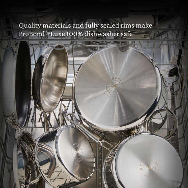 Hestan ProBond® Luxe 9-Quart Polished Professional Clad Stainless Steel Rondeau with Lid (31797) - iFoodservice Online
