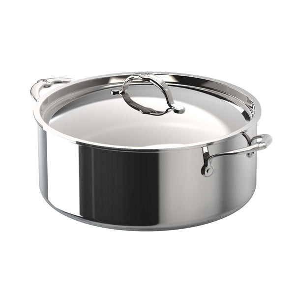 Hestan ProBond® Luxe 9-Quart Polished Professional Clad Stainless Steel Rondeau with Lid (31797) - iFoodservice Online