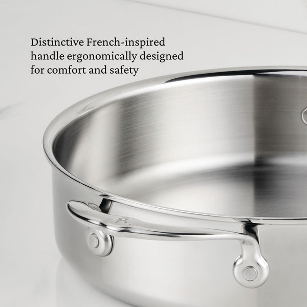 Hestan ProBond® Luxe 9-Quart Polished Professional Clad Stainless Steel Rondeau with Lid (31797) - iFoodservice Online