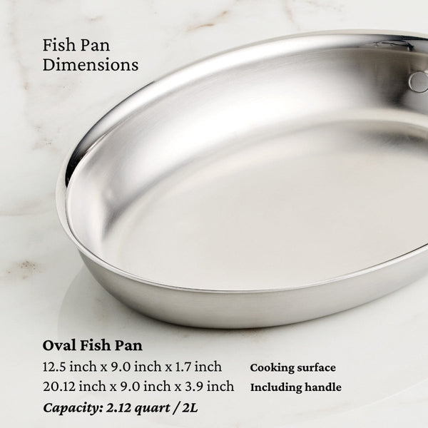 Hestan Provisions 12.5" x 9" Clad Stainless Steel Fish Pan (31724) - iFoodservice Online