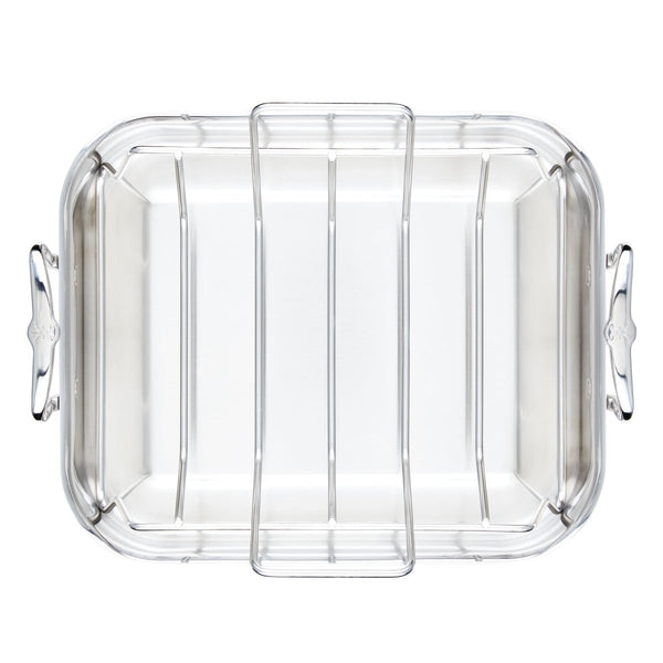Hestan Provisions 14.5-Inch Clad Stainless Steel Roaster with Rack, Small (31655) - iFoodservice Online