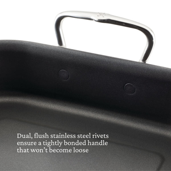 Hestan Provisions 16.5-Inch Clad Stainless Steel Nonstick Roaster with Rack, Large (31685) - iFoodservice Online
