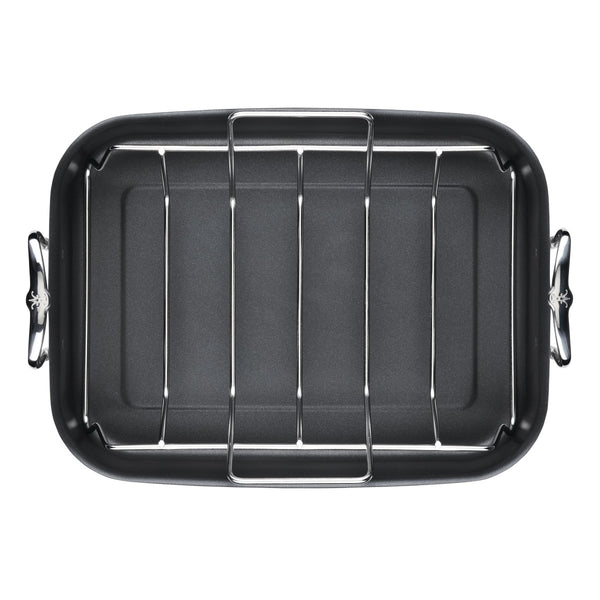 Hestan Provisions 16.5-Inch Clad Stainless Steel Nonstick Roaster with Rack, Large (31685) - iFoodservice Online
