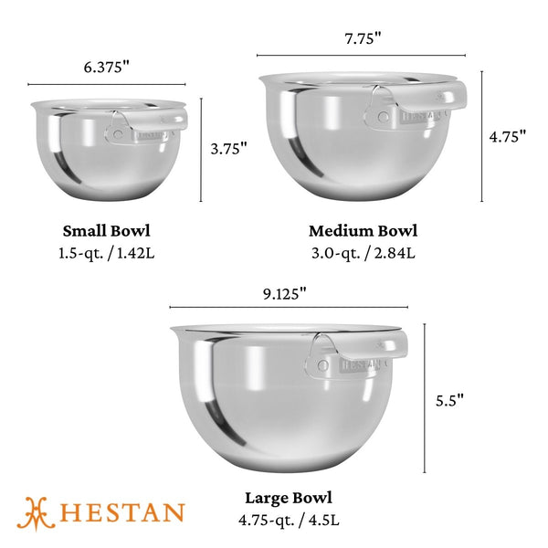 Hestan Provisions 3-Piece Stainless Steel Mixing Bowl Set (48696) - iFoodservice Online