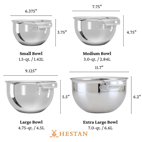 Hestan Provisions 4-Piece Stainless Steel Mixing Bowl Set (50279) - iFoodservice Online