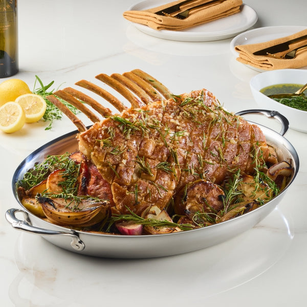 Hestan Provisions Large Clad Stainless Steel Oval Roaster (31723) - iFoodservice Online