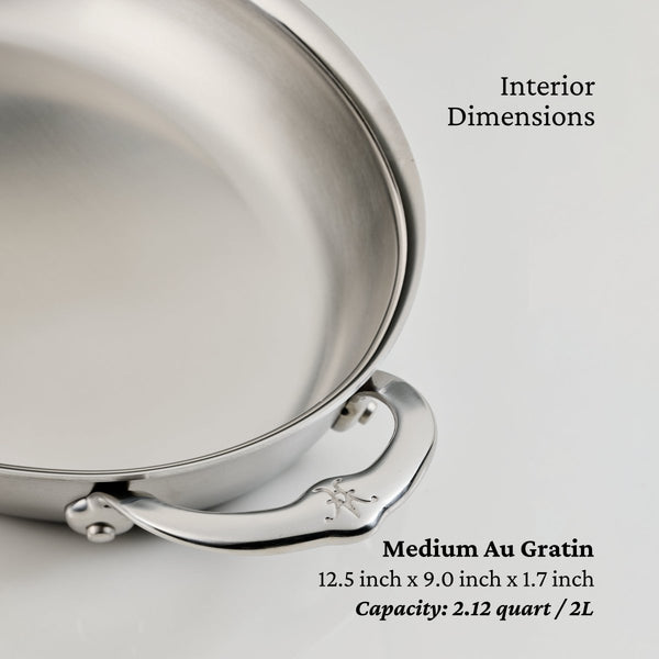 Hestan Provisions Medium Clad Stainless Steel Oval Au Gratin (31722) - iFoodservice Online