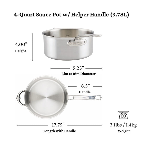 Hestan Thomas Keller Insignia™ 4-Quart Stainless Steel Saucepan with Helper Handle (31019) - iFoodservice Online