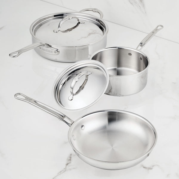 Hestan V2: ProBond® Luxe 5-Piece Professional Clad Stainless Steel Skillet Set 5-Piece Set (11”skillet, 2qt saucepans, and 3.5qt sauté) (31850) - iFoodservice Online