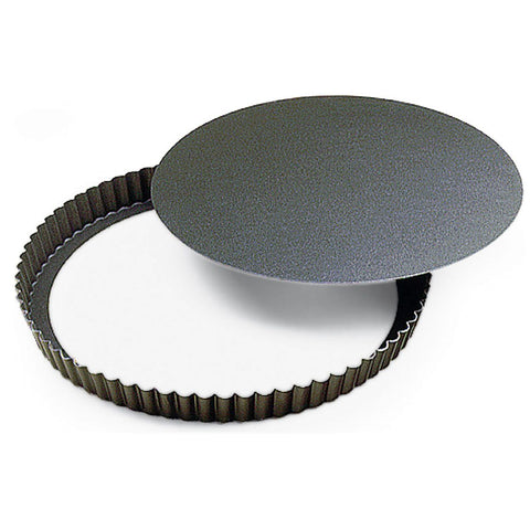 Louis Tellier Gobel Loose Bottom Round Fluted Mold Diam 12 1/2'' H 1 3/8'' (226650) - iFoodservice Online