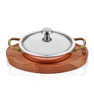 ABM Multi Metal Copper Induction Round Dish 20cm + Trivet + Lid(A 103YS 20KA)