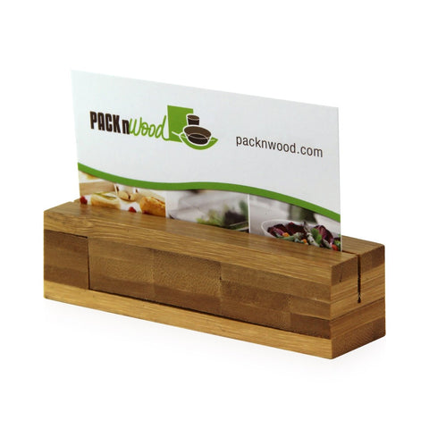 Packnwood Bamboo Reusable Rectangular Card Holder L:4in W:1in H:1in - iFoodservice Online