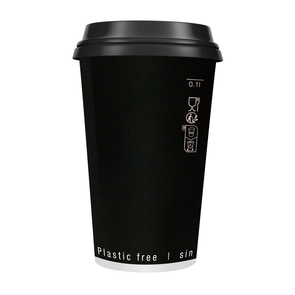 Packnwood Black Double Wall Paper Cup Plastic Free 20oz D:3.5in H:6.3in - iFoodservice Online