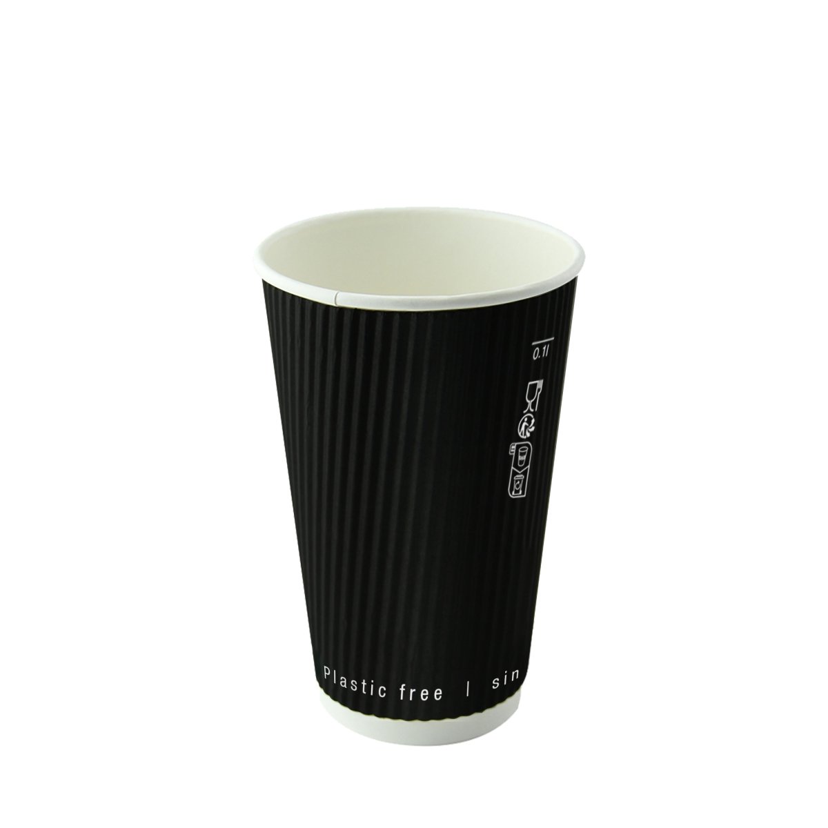 Packnwood Black Rippled Wall Cup Plastic Free 12oz D:3.5in H:4.3in - iFoodservice Online