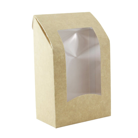Packnwood Brown Wrap/Cookie Sleeve with Window 24oz L:5.9in W:3.7in H:1.9in - iFoodservice Online